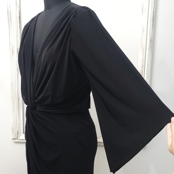 Misa Los Angeles Draped Teget Fluid Stretch Witchycore Dress - Picture 8 of 13